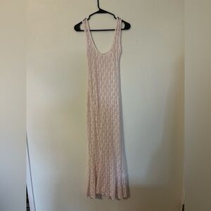 Zara Sheer Lace Light Pink Maxi Dress